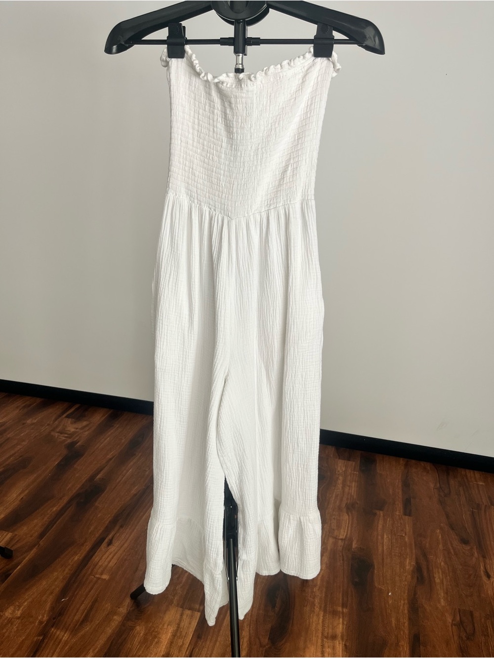 Grace & Lace White Strapless Wide-Leg Romper